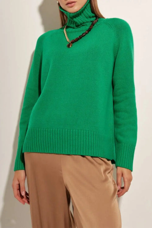 'Scarlett' Ribbed Knit Turtleneck Sweater - Celes Fashion